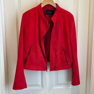 Red Suede zip front jacket Banana Republic size Medium